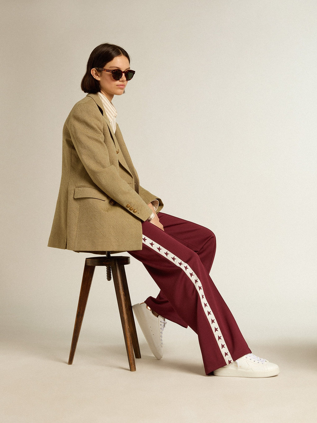 Women's bio-based Purestar with bronze metallic leather heel tab| Golden Goose
