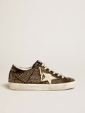 Women's Super-Star in studded black nappa with white leather star| Golden Goose
