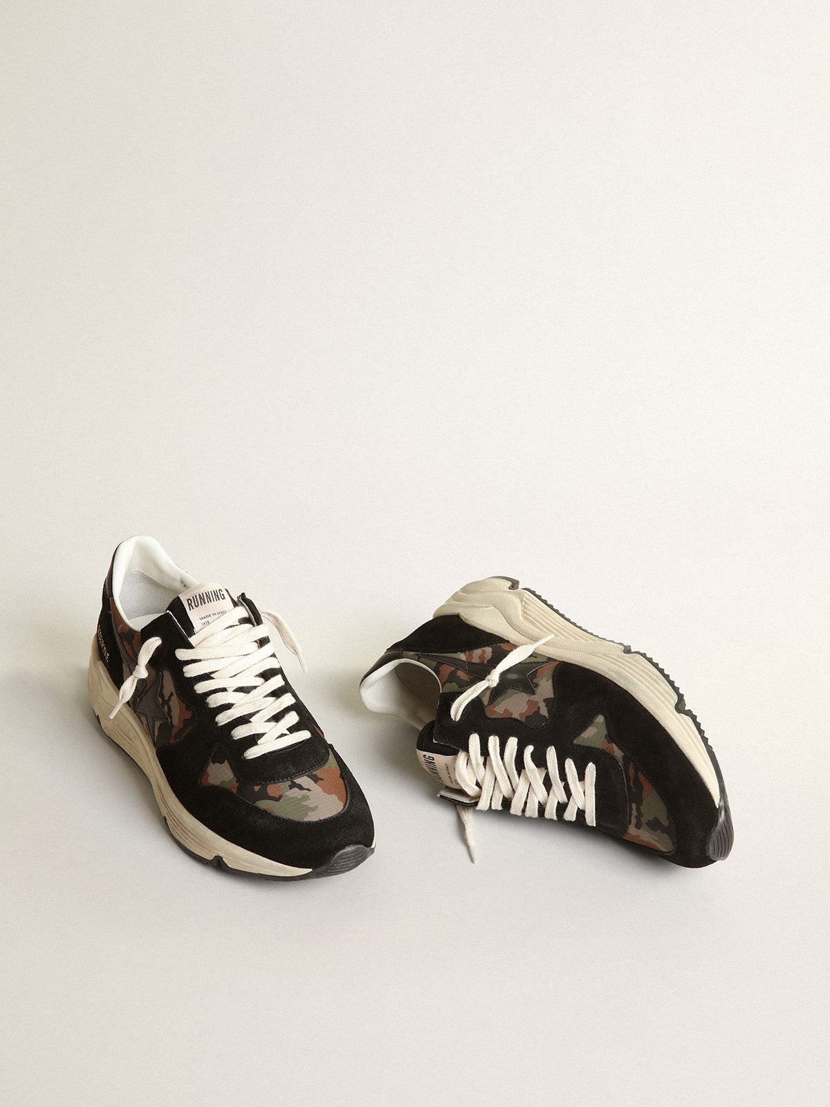 Men's Running Sole in nylon ripstop with camouflage print| Golden Goose