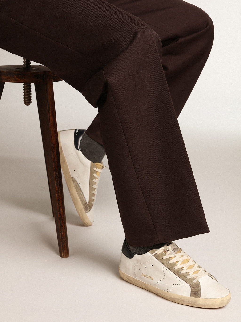 Men's Super-Star with perforated star and blue heel tab| Golden Goose