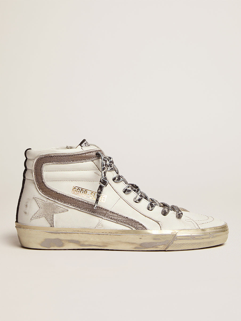 Women's Slide with star in white suede and leather flash| Golden Goose