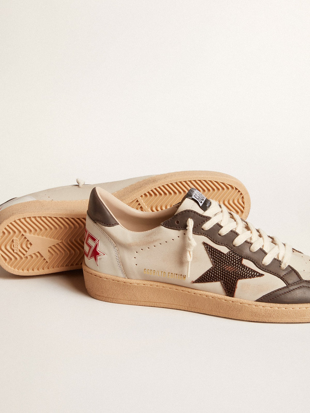 Men's Ball Star LTD in nappa with brown star and gray leather heel tab| Golden Goose