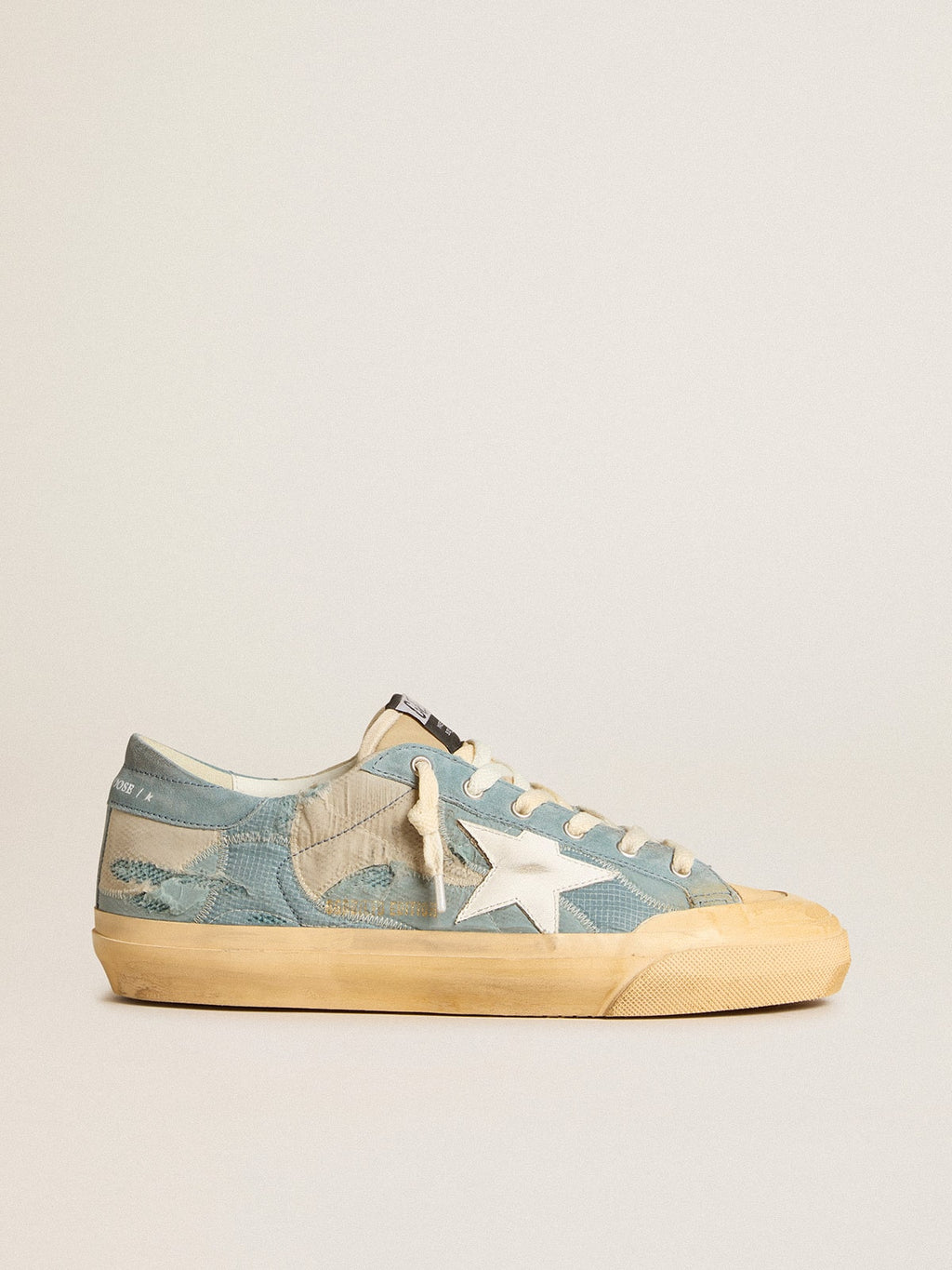Super-Star in light blue mesh and nylon with white leather star| Golden Goose