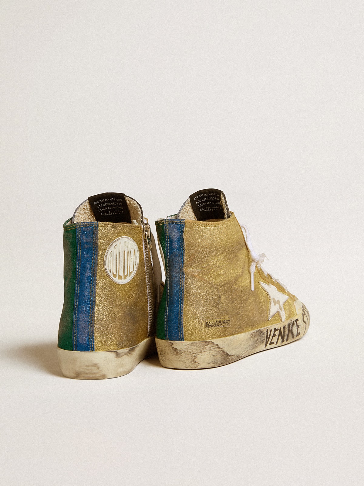 Women's Francy LAB in golden glitter with white leather star| Golden Goose
