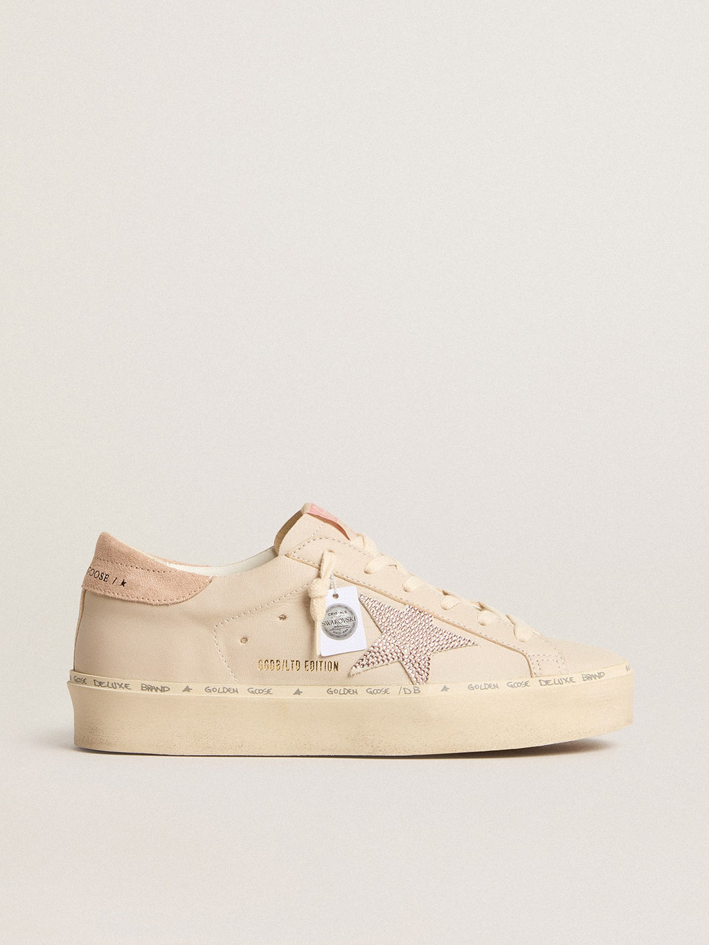 Hi Star LTD in nappa with suede star and pink Swarovski crystals| Golden Goose