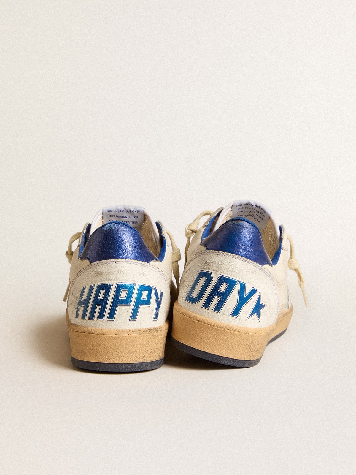 Women's Ball Star Wishes in white nappa leather with bright blue star and heel tab| Golden Goose