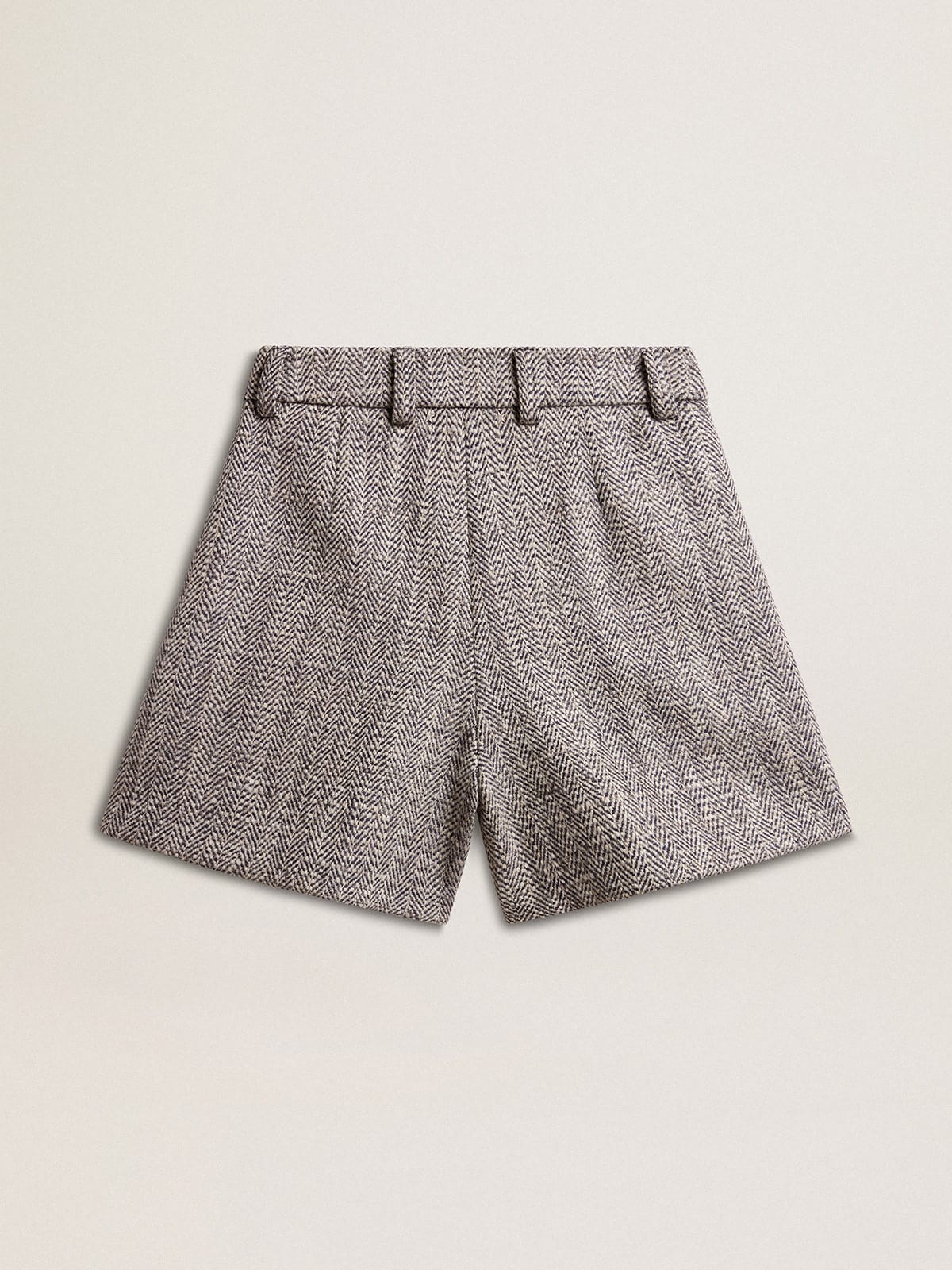 Women's ecru brown shorts in herringbone wool