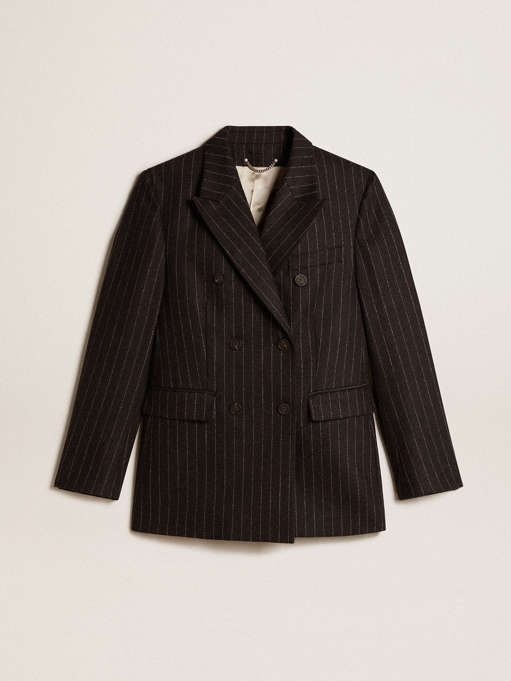 Women's double-breasted blazer in gray melange wool| Golden Goose