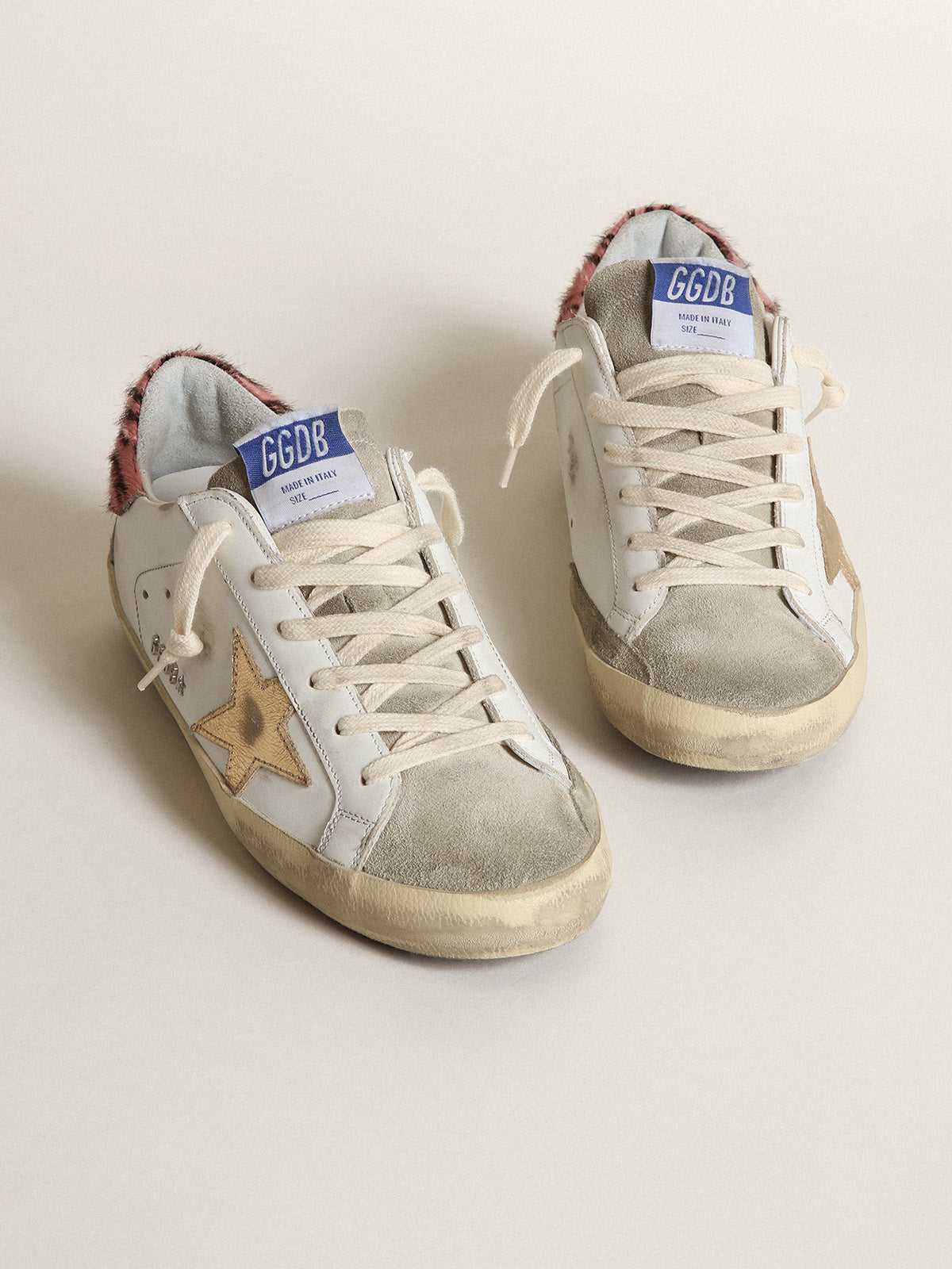 Super-Star with gold leather star and zebra pony skin heel tab| Golden Goose