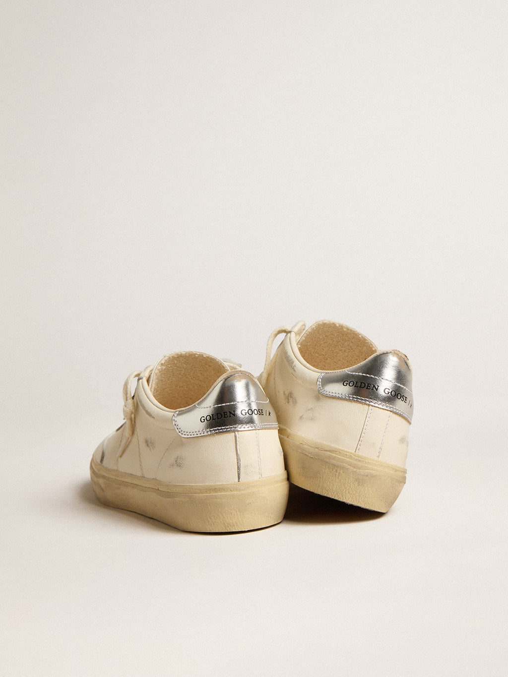 Soul Star in white nappa with metallic silver leather heel tab| Golden Goose