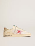 Men's Stardan in white leather and mesh with red star and sand-colored heel tab| Golden Goose