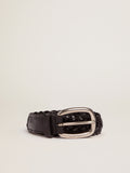 Women's black leather belt| Golden Goose