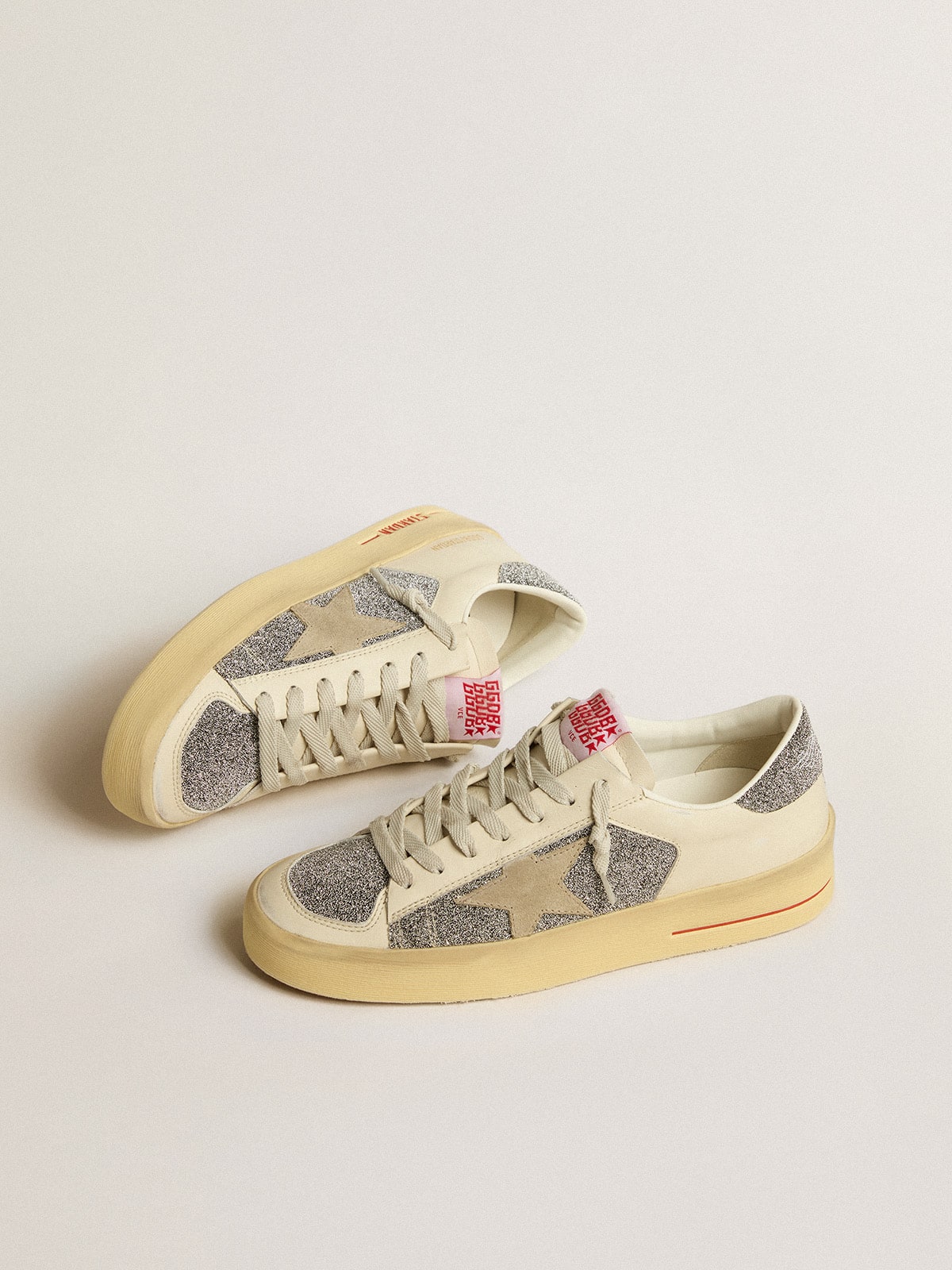 Women's Stardan in suede with sand star and silver Swarovski crystal inserts| Golden Goose