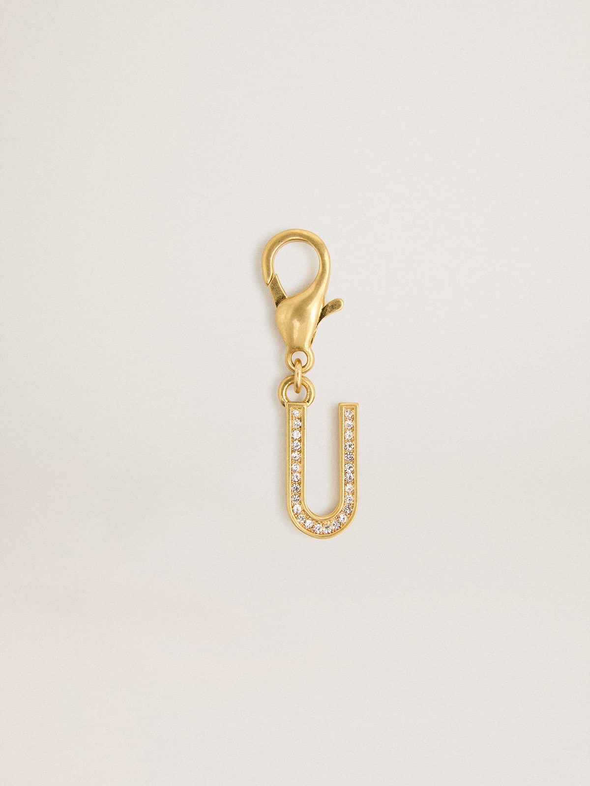 Letter U charm in gold-colored brass with crystals| Golden Goose