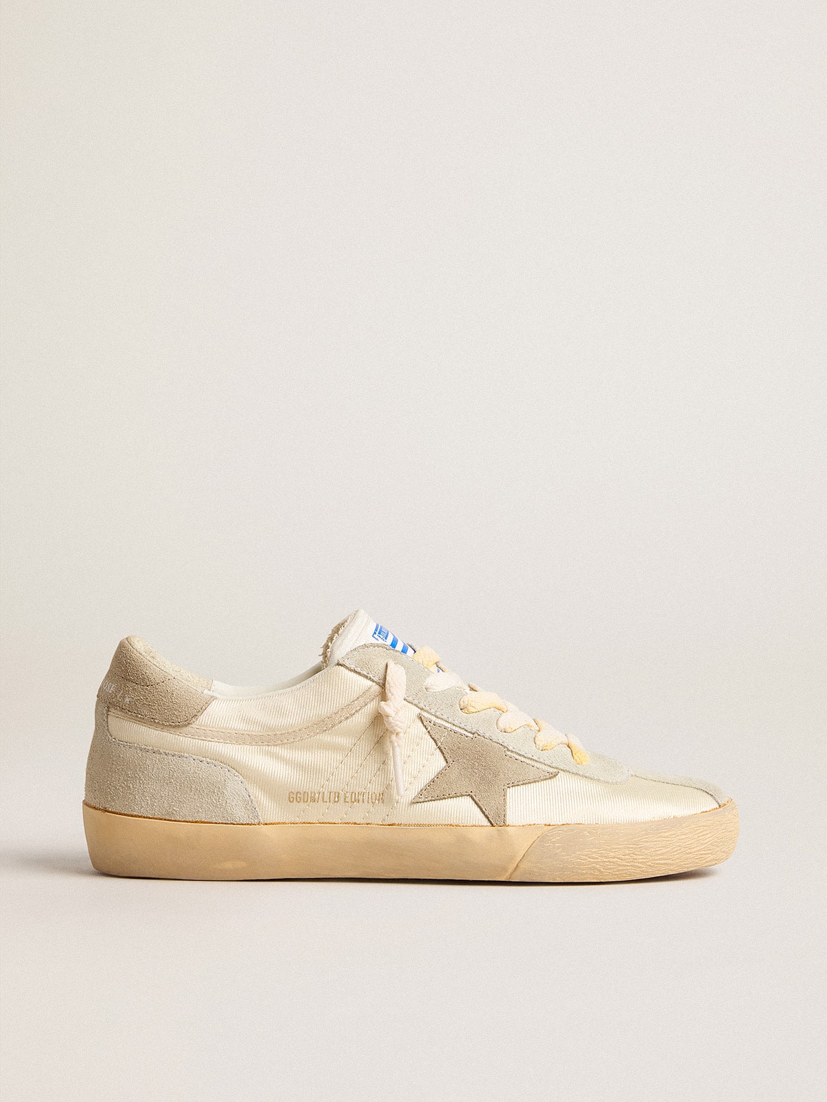 Women's Super-Star LAB in nylon with dove-gray star and ice-gray suede inserts| Golden Goose