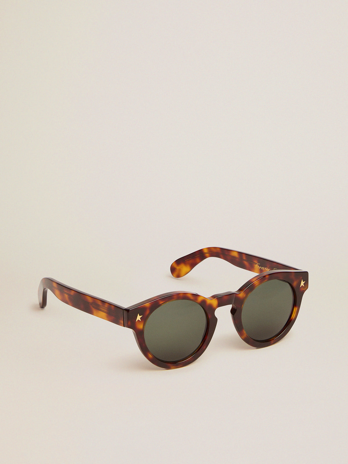 Sunglasses Panthos model with havana frame and gold details| Golden Goose