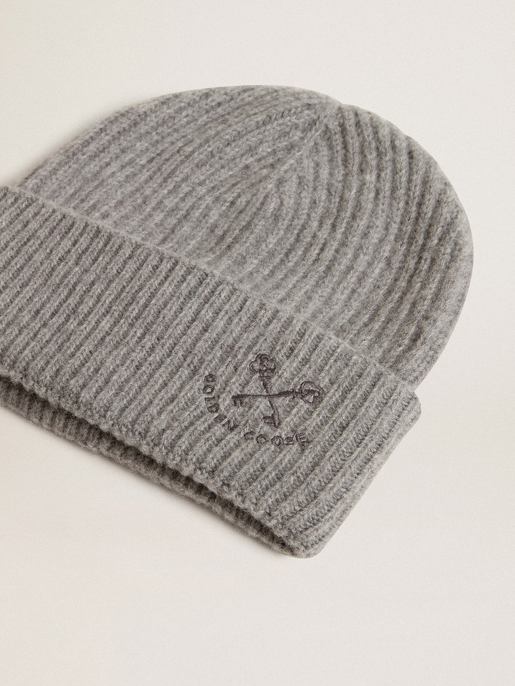 Gray ribbed wool beanie| Golden Goose