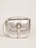 Women's small Rodeo Bag in silver laminated leather| Golden Goose