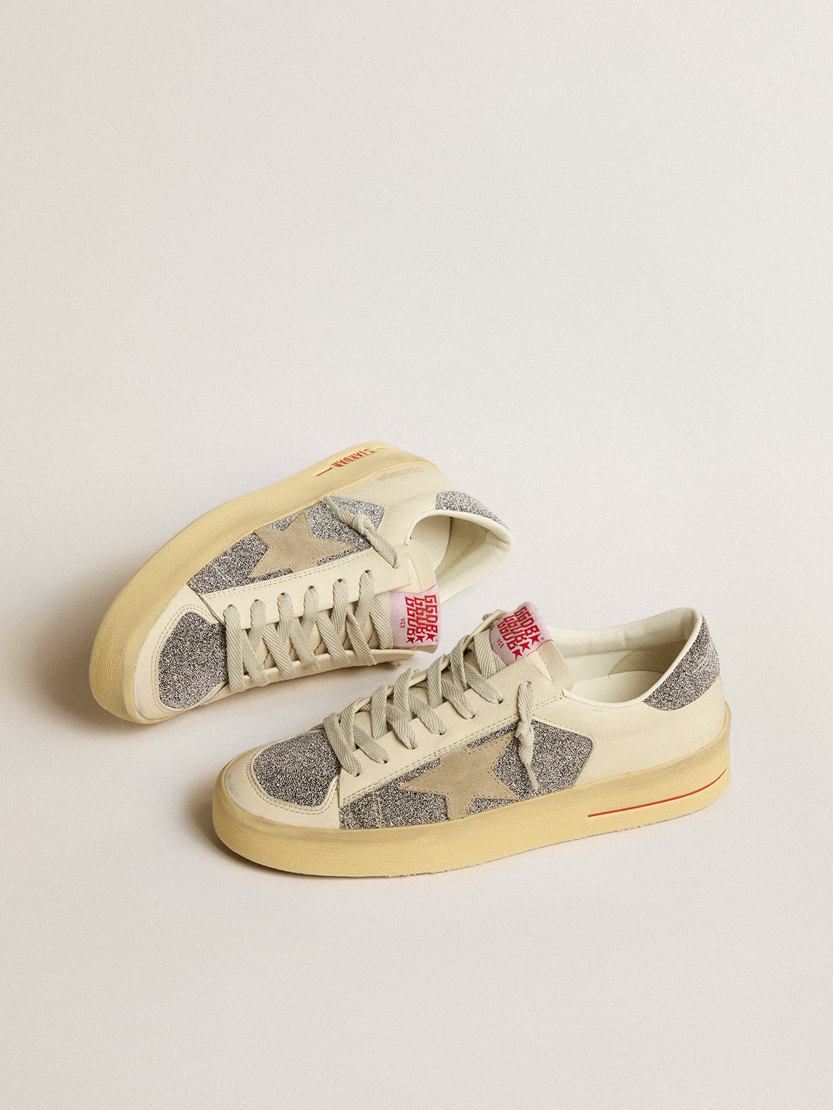 Women's Stardan in suede with sand star and silver crystal inserts| Golden Goose
