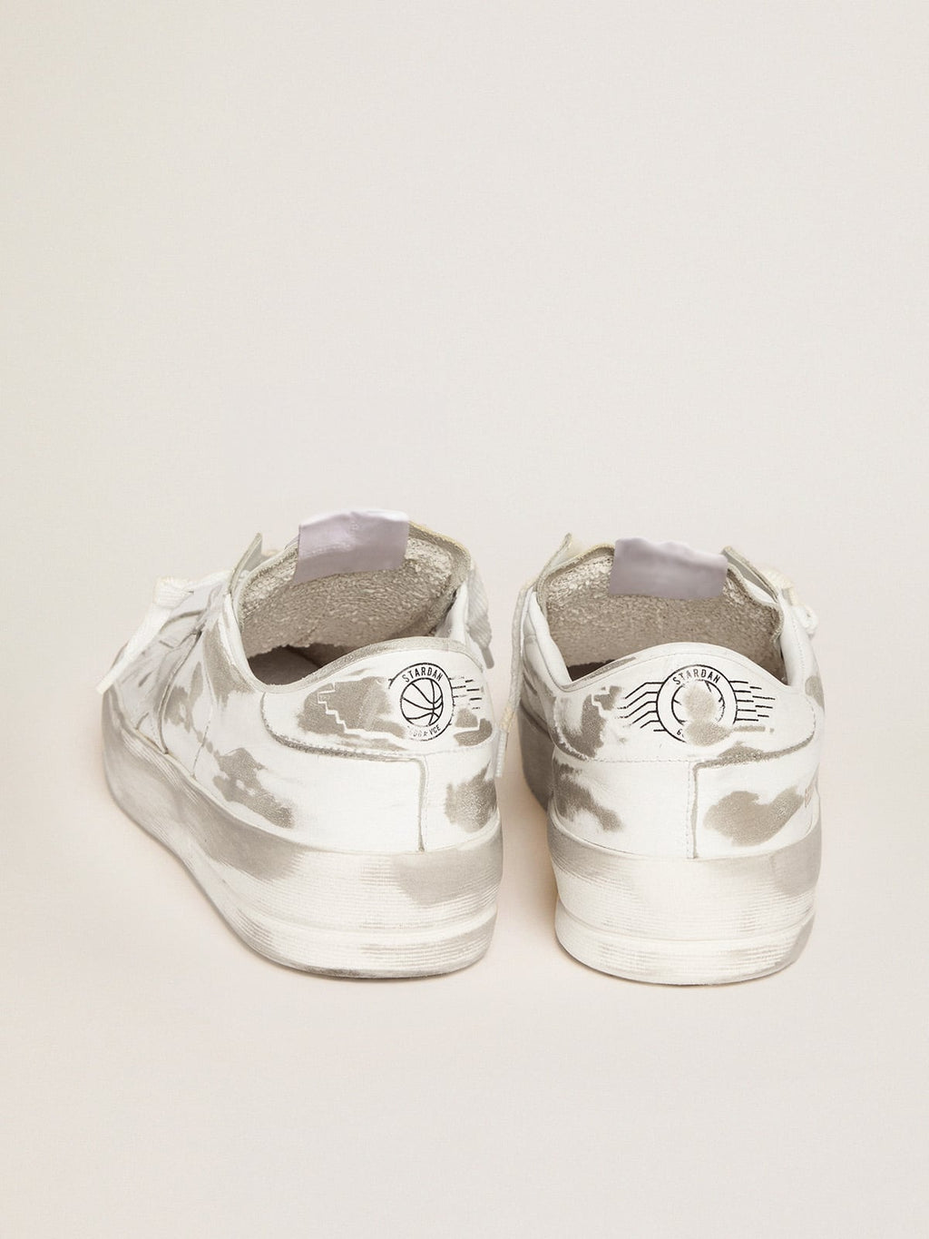Men's Stardan in white leather with distressed effect| Golden Goose