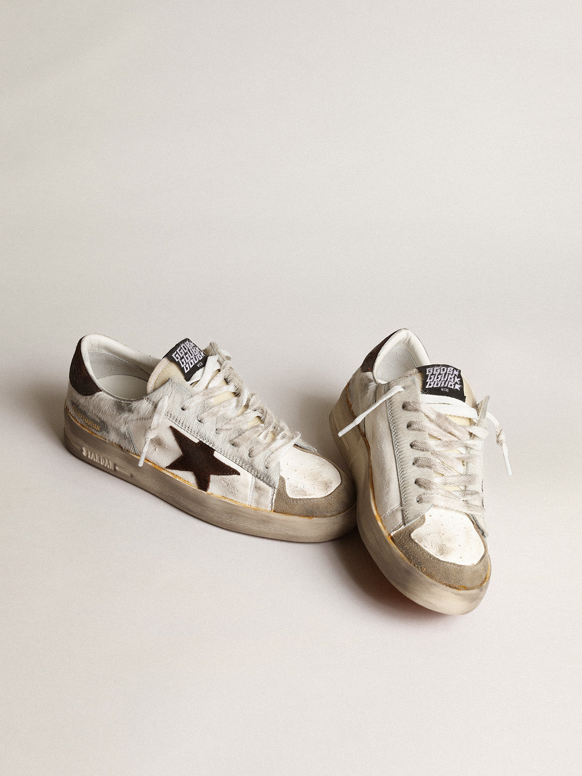 Women's Stardan in nappa and pony skin with brown suede star| Golden Goose
