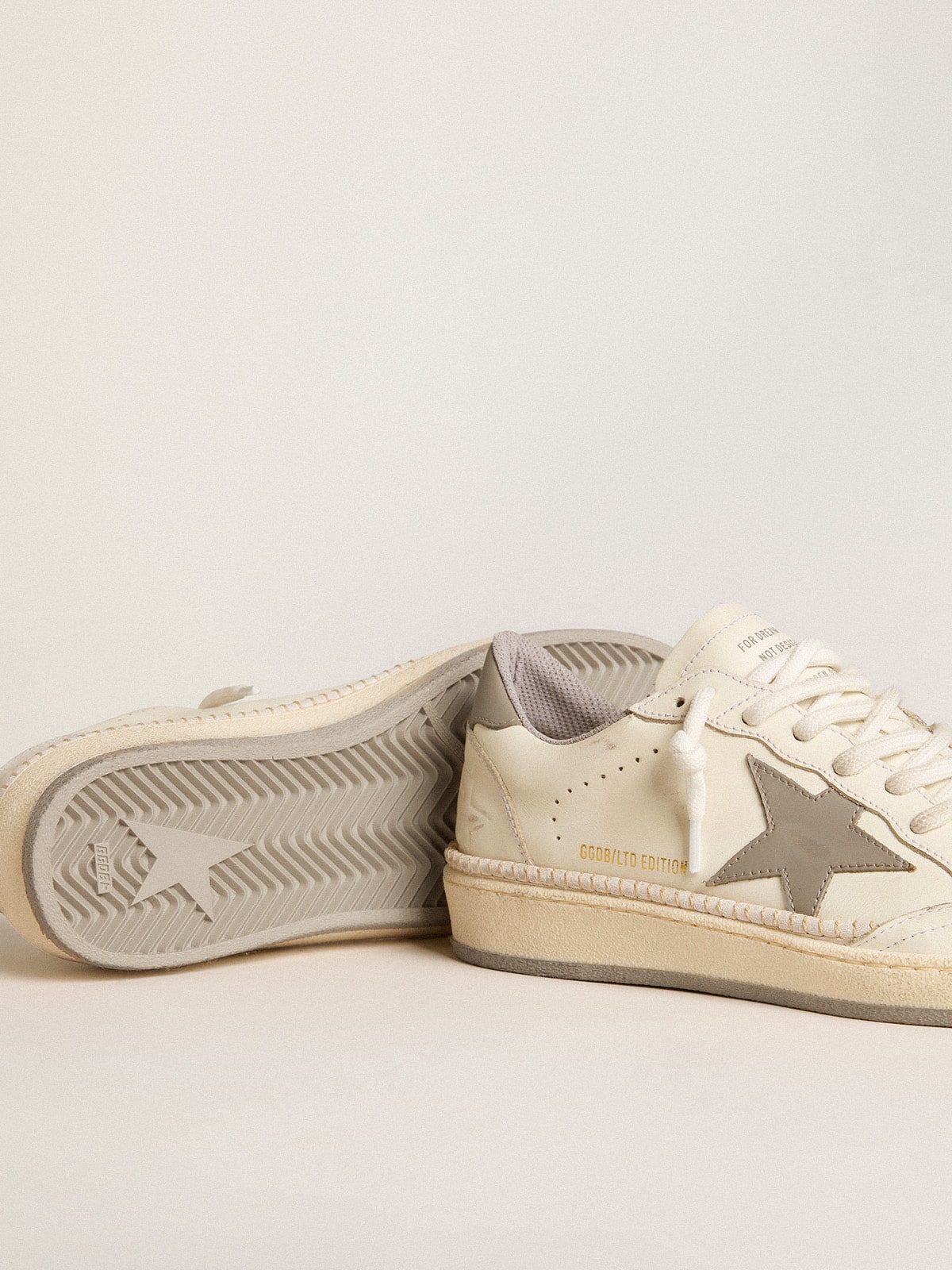 Women's Ball Star LTD with gray leather star and heel tab and stitching| Golden Goose