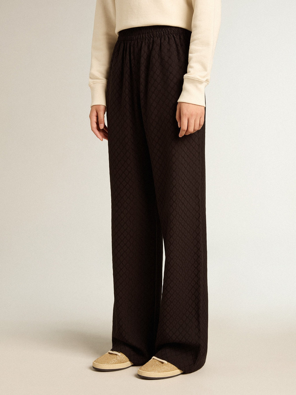 Women's black viscose joggers