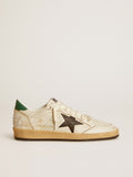 Men's Ball Star with black leather star and green leather heel tab| Golden Goose