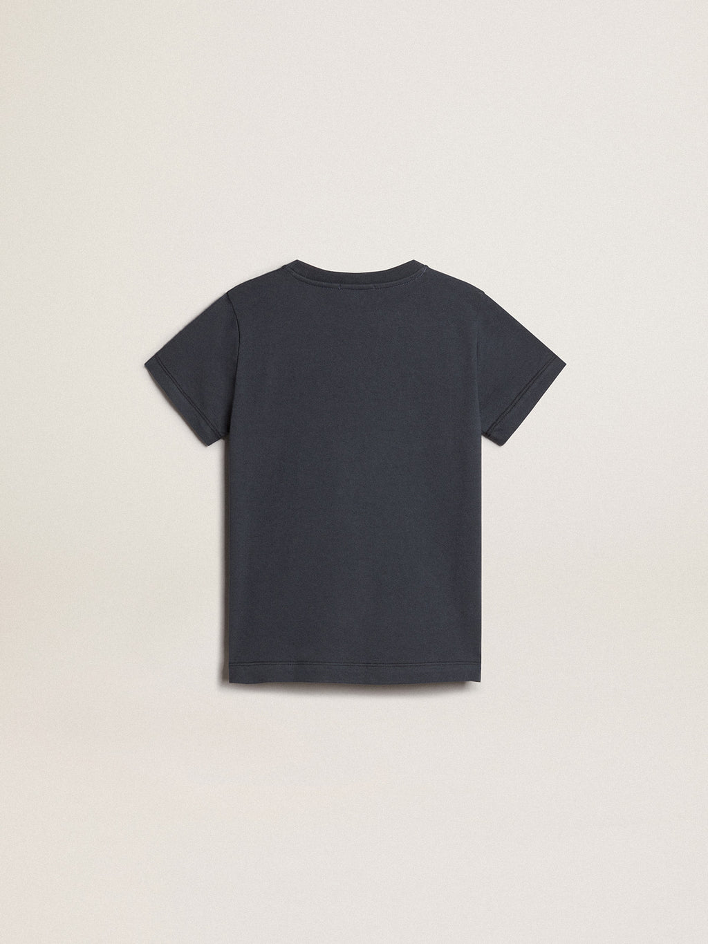Boys' blue cotton T-shirt with print at the center| Golden Goose