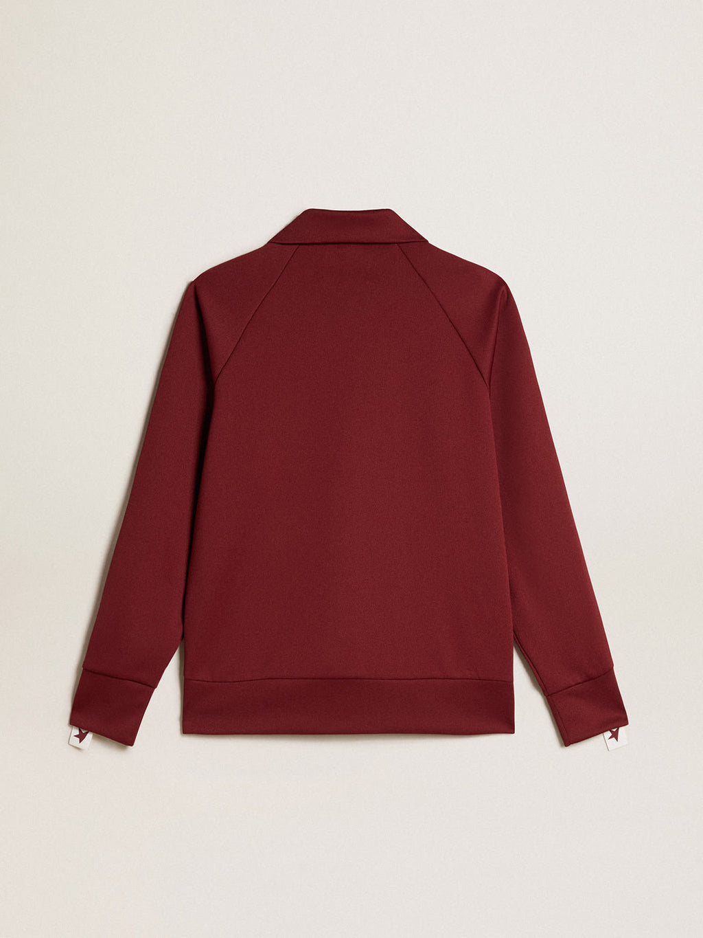 Women's burgundy zipped sweatshirt with white strip and contrasting stars| Golden Goose