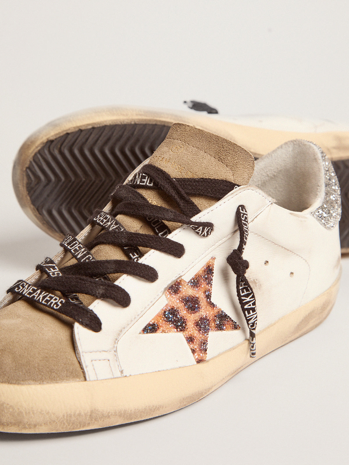Women's Super-Star LTD with leopard print and crystal star| Golden Goose