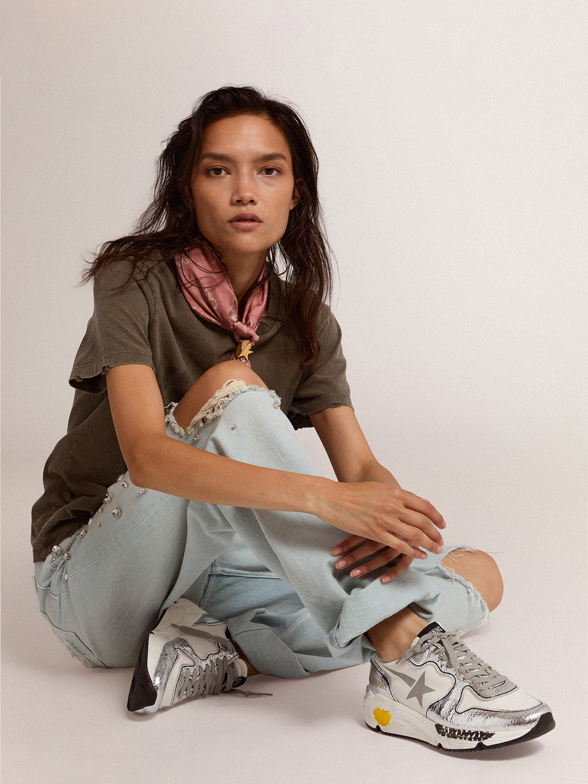 Women's Running Sole silver and white| Golden Goose