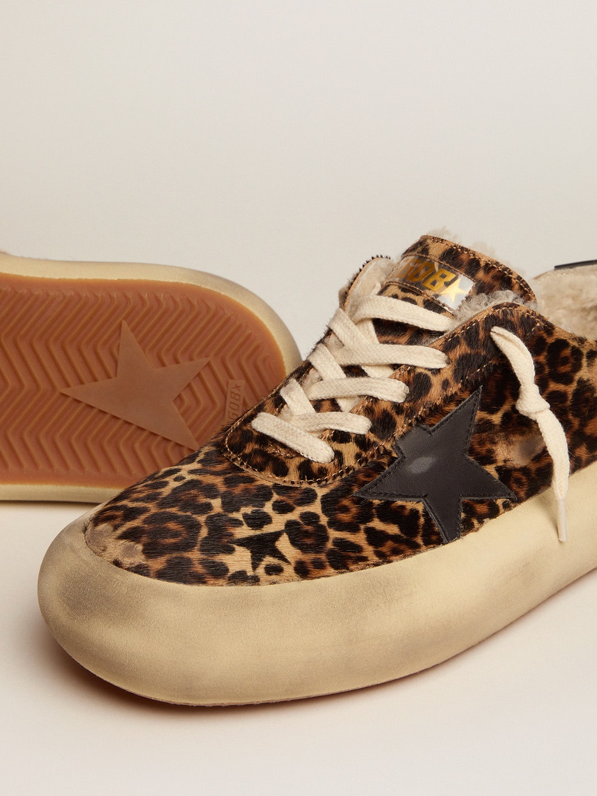 Men's Space-Star in animal print pony skin and shearling lining| Golden Goose