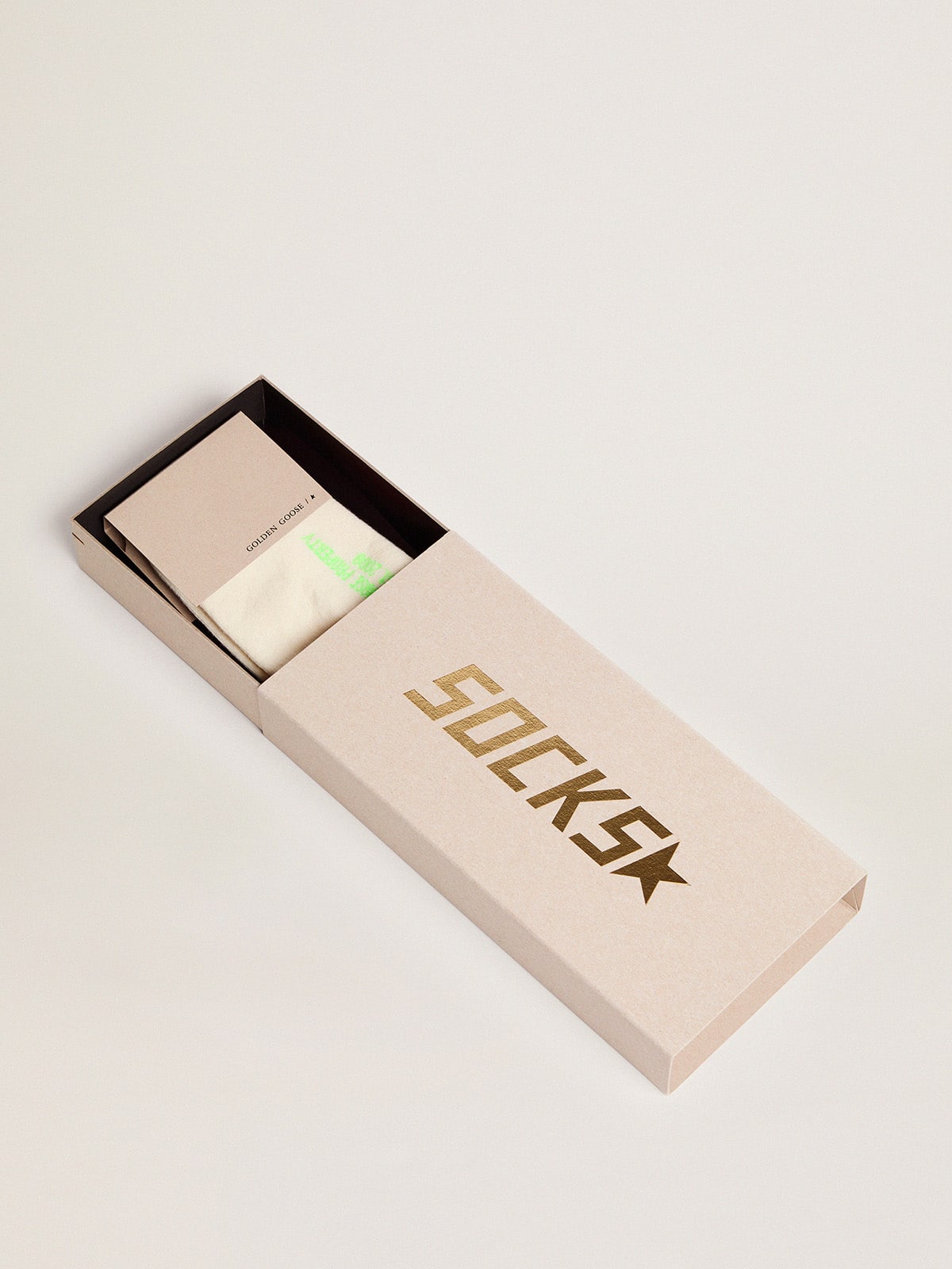 Vintage white socks with distressed details and two-tone stripes| Golden Goose