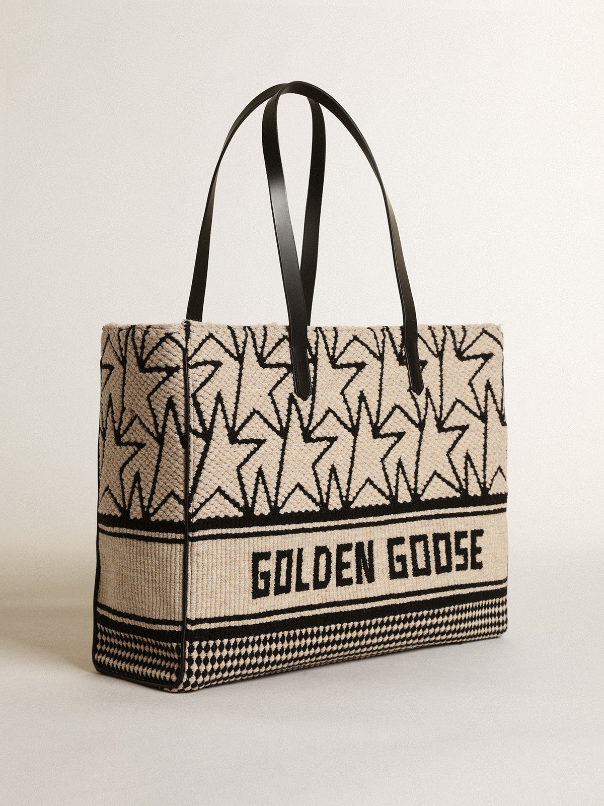 Women's California Bag East-West in milk-white jacquard wool| Golden Goose