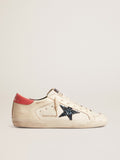 Women's Super-Star LTD in nappa with blue glitter star and red heel tab| Golden Goose