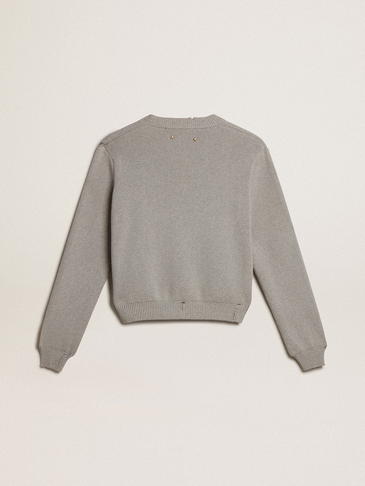 Women's round-neck sweater in gray cotton| Golden Goose