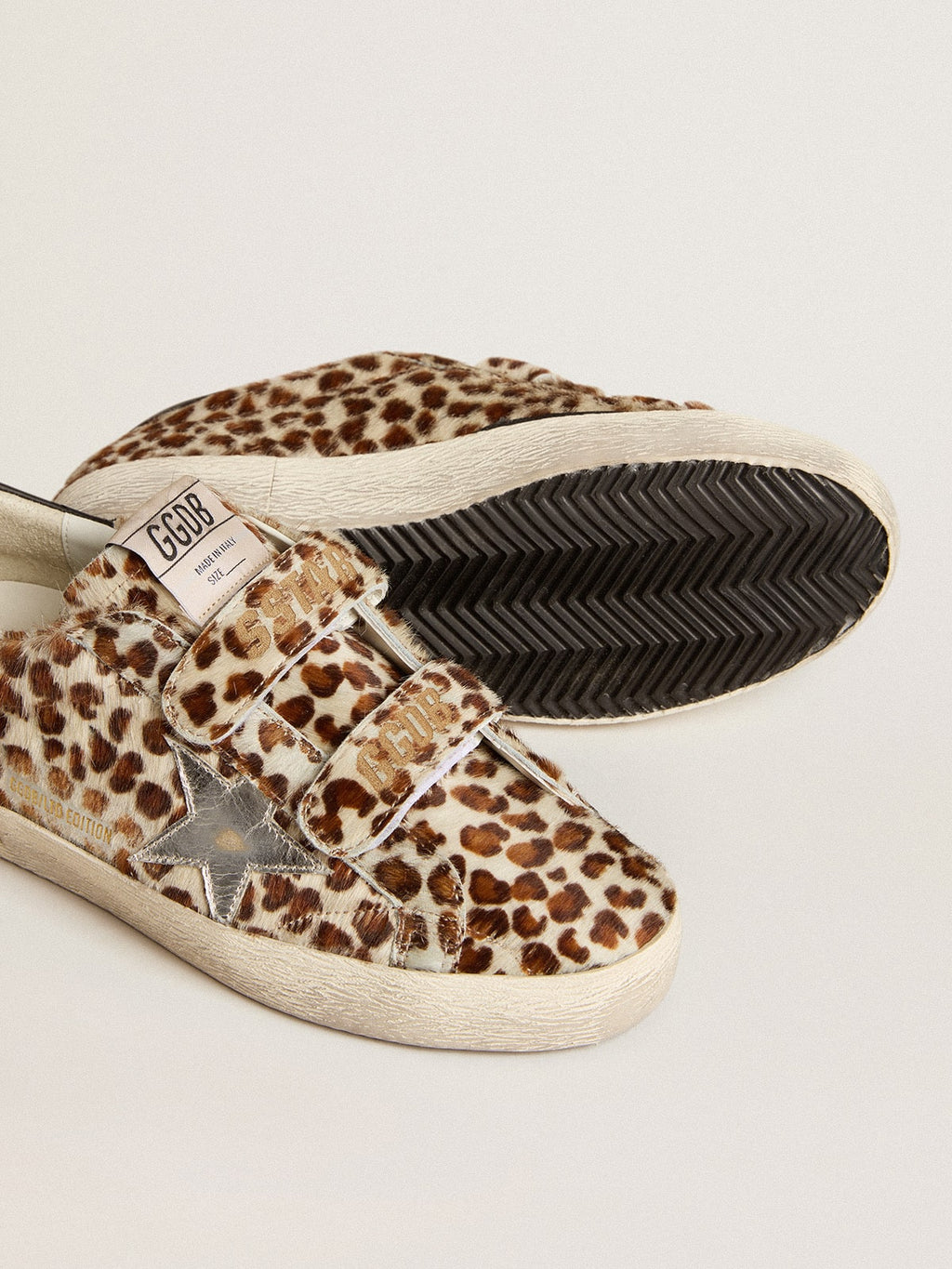 Women's Old School LTD in pony skin with silver star and leather heel tab| Golden Goose