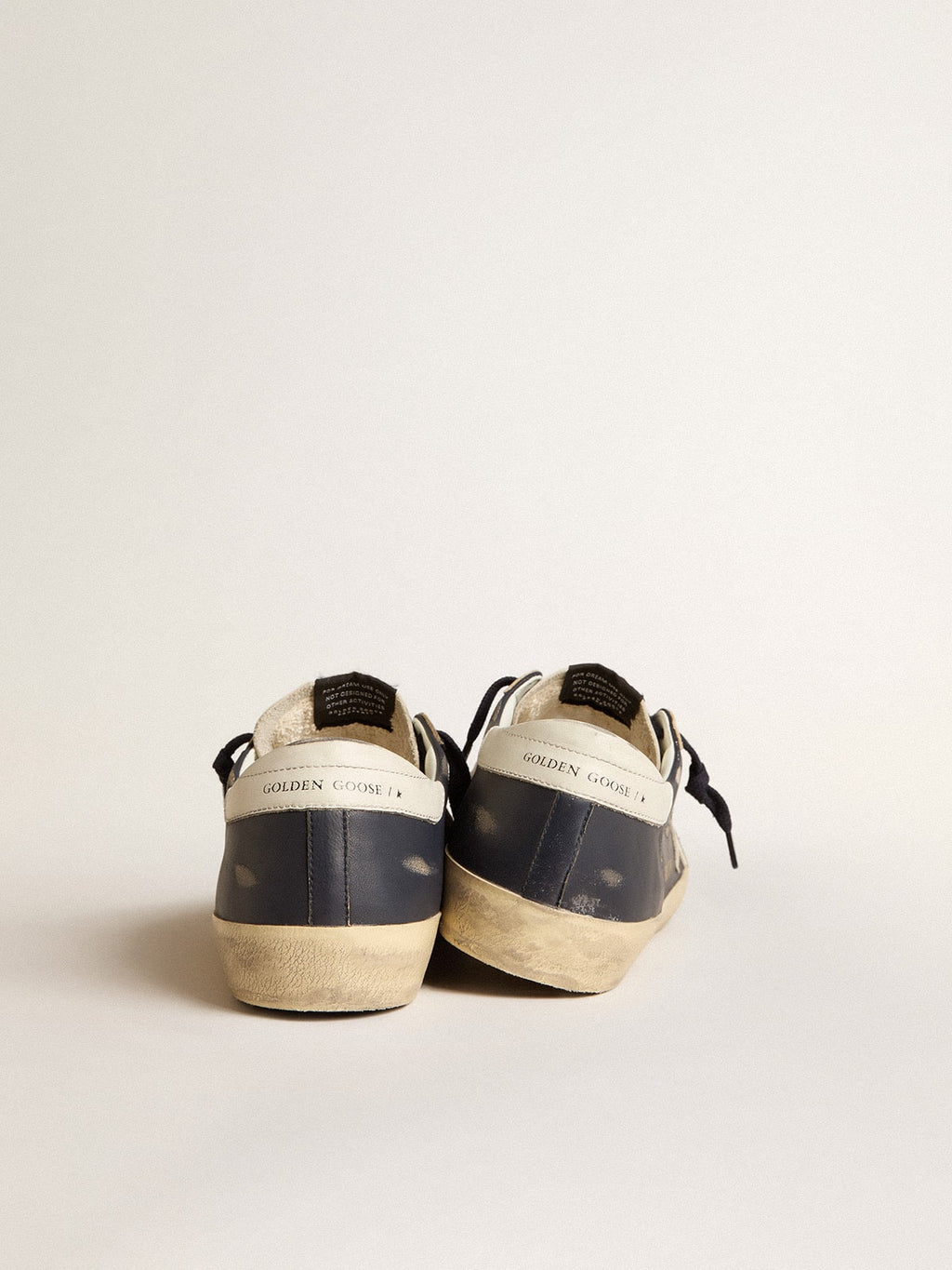 Men's Super-Star in blue nappa leather with white leather star and heel tab| Golden Goose