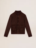 Golden Collection flight jacket in dark brown suede| Golden Goose
