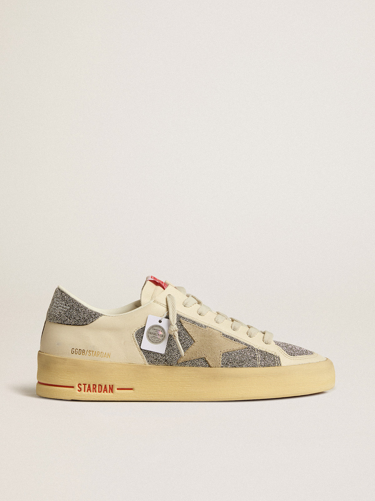 Women's Stardan in suede with sand star and silver crystal inserts| Golden Goose