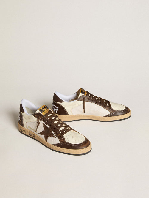 Ball Star in nappa and mesh with suede star and brown leather inserts| Golden Goose