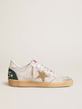 Ball Star LTD in white crackle leather and mesh with suede star| Golden Goose