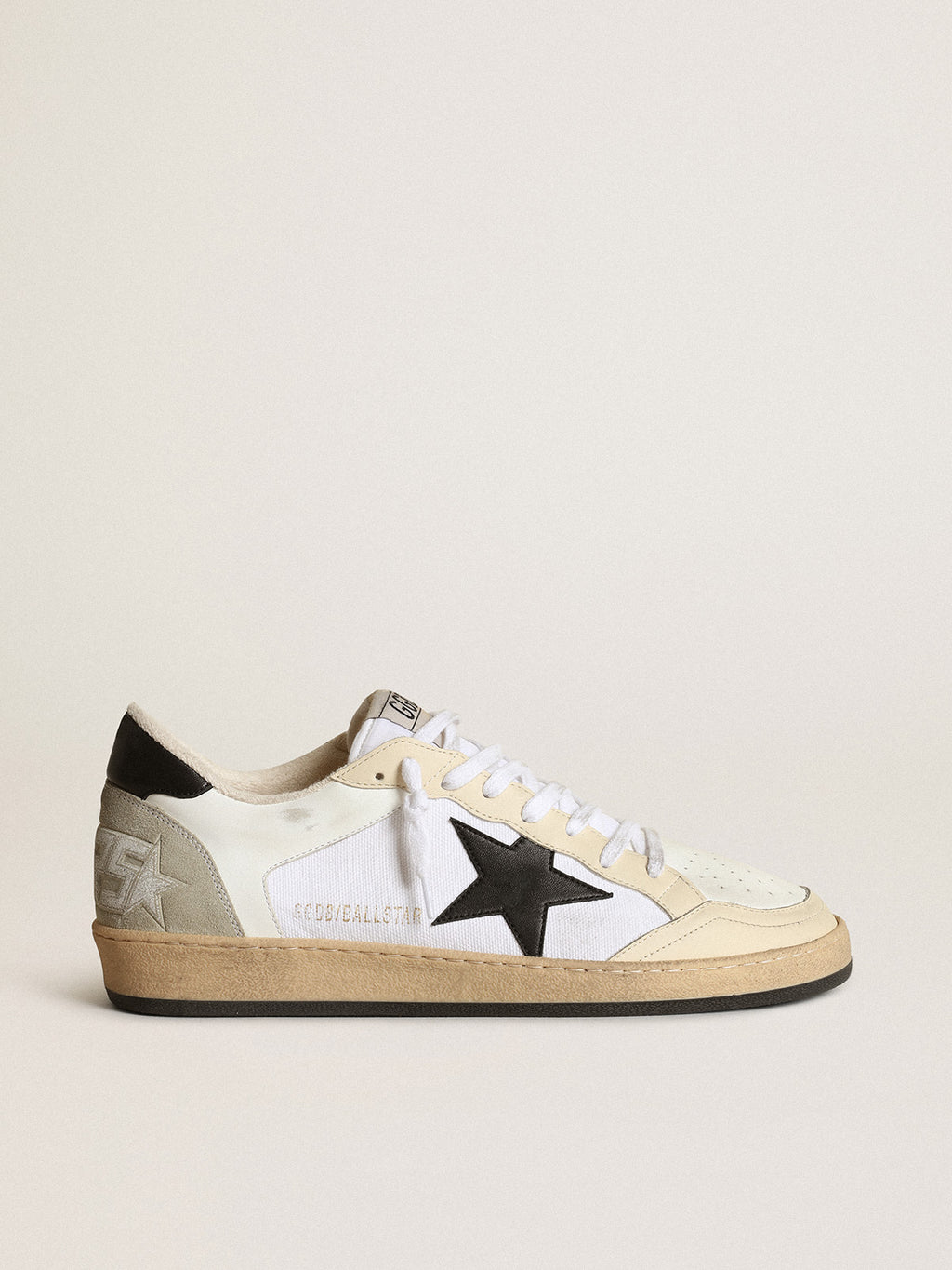 Men's Ball Star in canvas and white leather with ivory inserts| Golden Goose