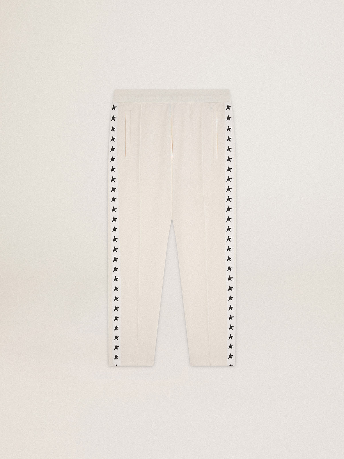 Men's white joggers with black stars on the sides| Golden Goose