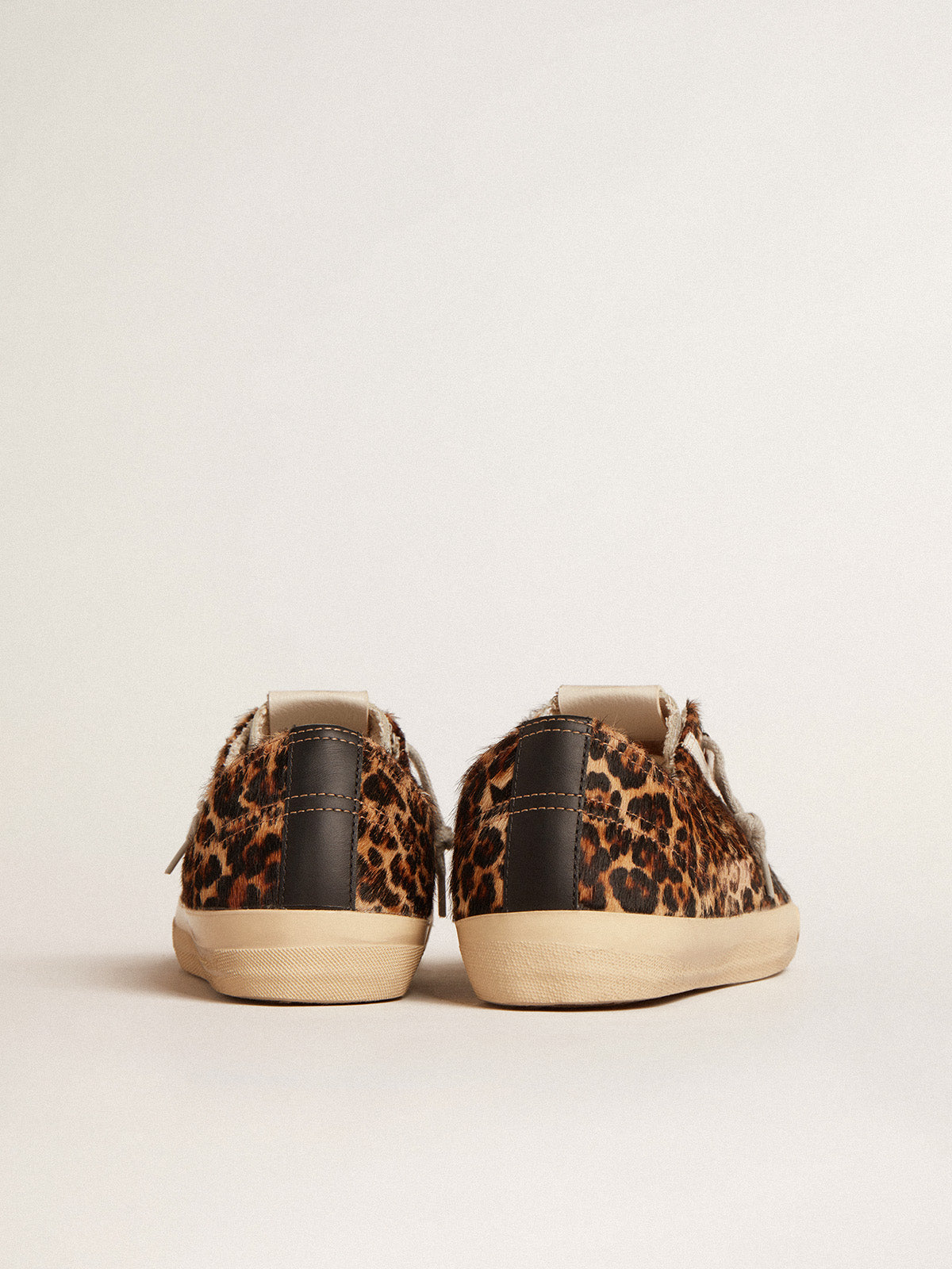 V-Star in leopard pony skin with black leather star and heel tab| Golden Goose