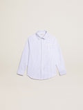 Boys' shirt with light blue stripes| Golden Goose