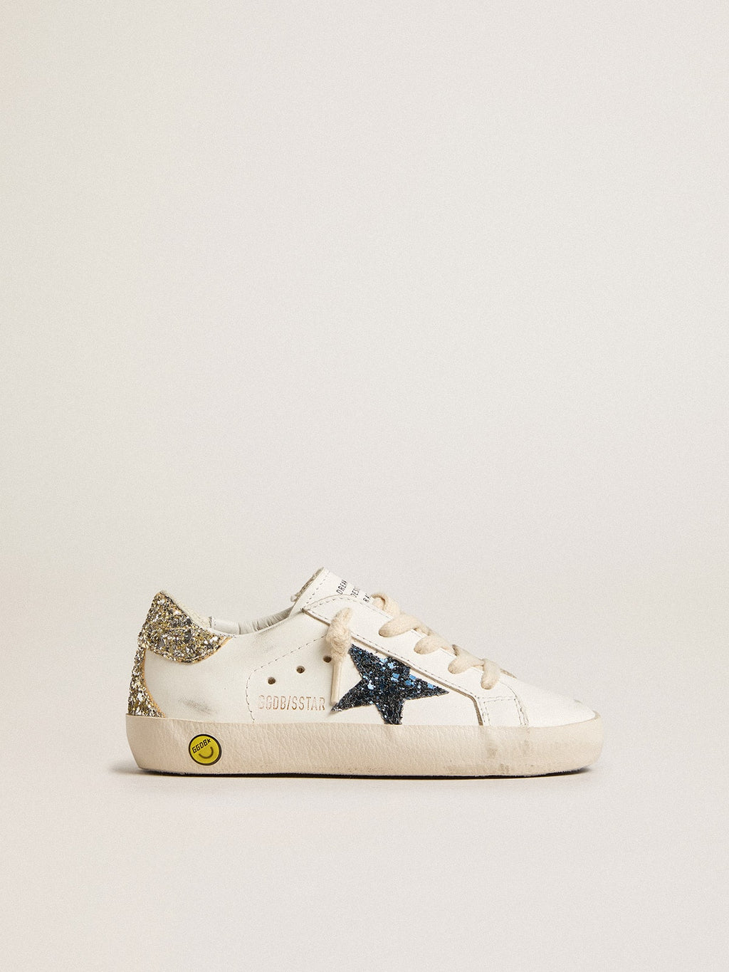 Young Super-Star in leather with glitter star and heel tab| Golden Goose