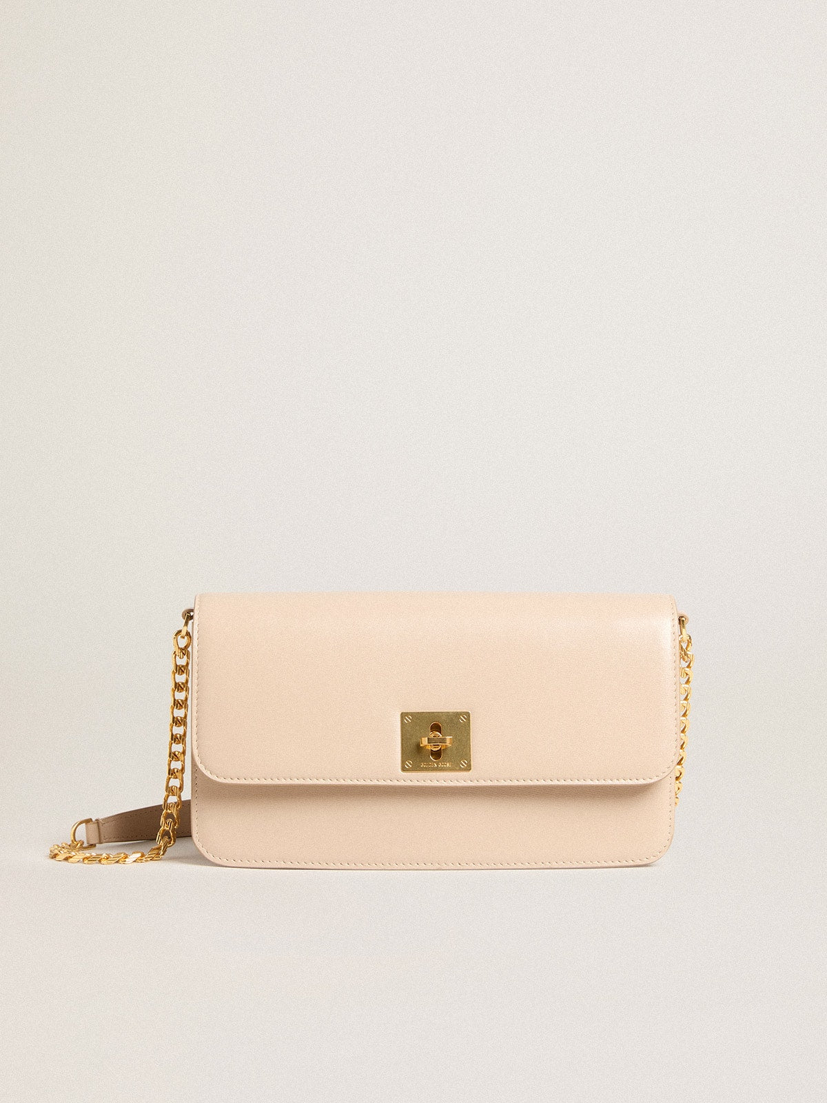 Gioia Bag in pale pink boarded leather with gold details| Golden Goose