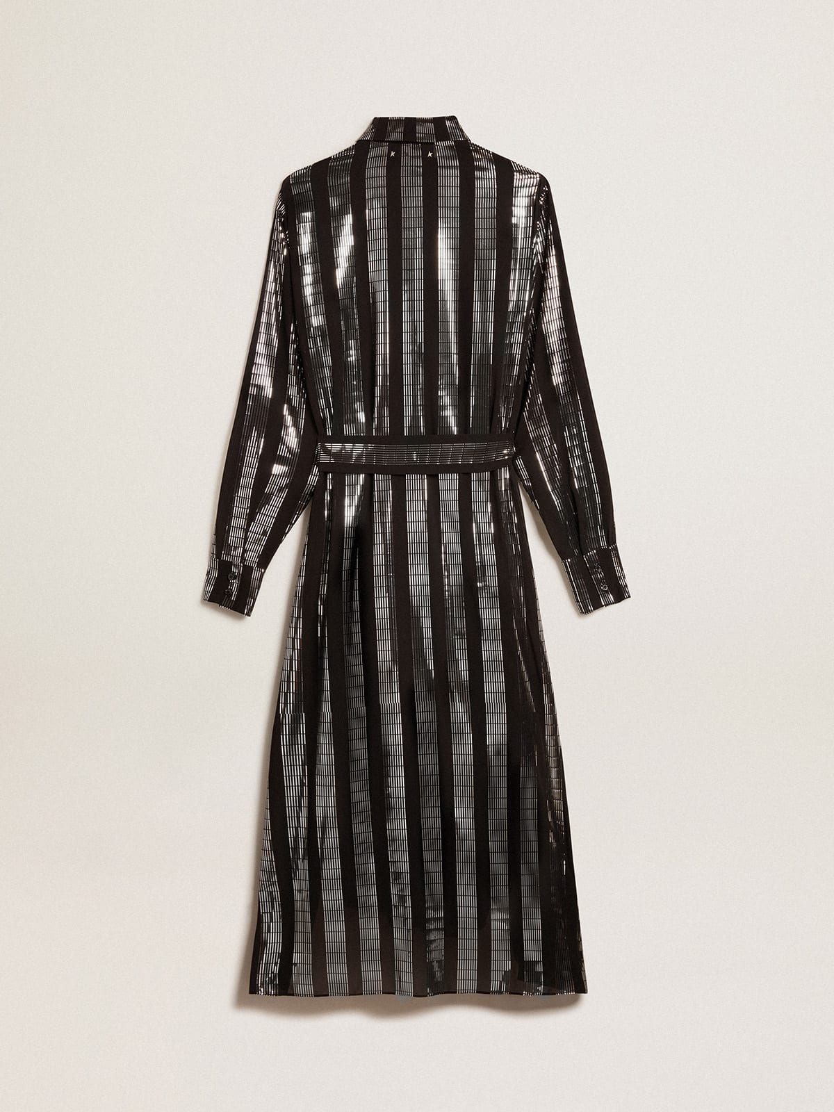 Black shirt dress with metallic appliqués| Golden Goose
